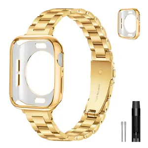 Watch Band with Protective Case, 1 Count Fashionable Watch Band for Women, Wearable Accessories Compatible with Apple Watch 10/9/8/7/6/5/4/3/2/1/SE Series Smart Watch Strap Watch Screen Cover