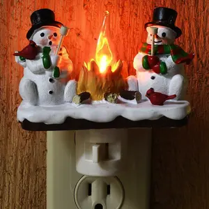 Santa Claus Snowman Flameless LED Candle, Flickering Fireless Candle, Simulated Bonfire Night Light, Perfect for Christmas Decoration and Bedroom Atmosphere Twinkle Santa Claus Night Light night  light