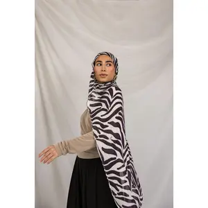 VELA Zebra Print Modal Hijab Neutral Tones Lightweight