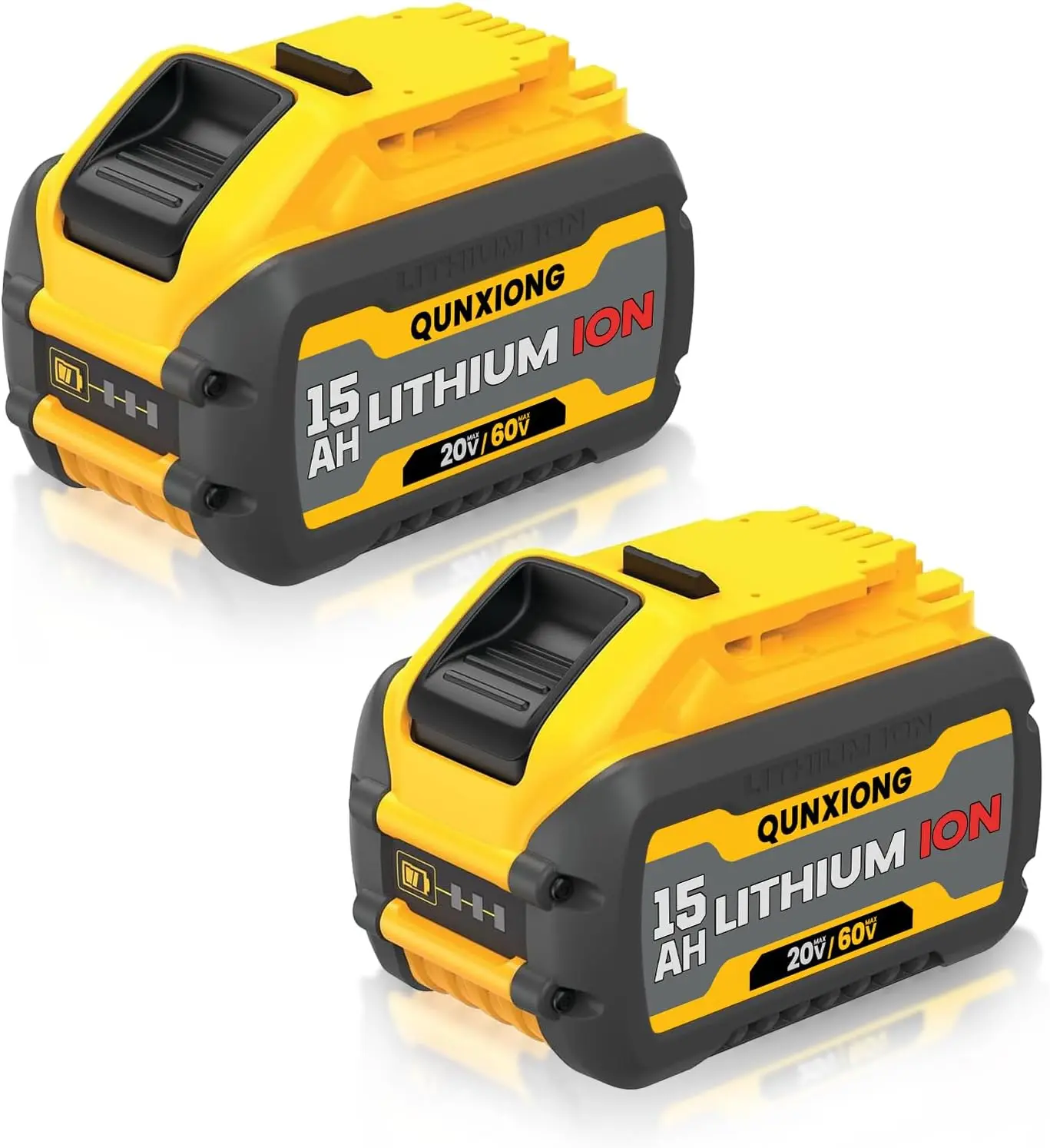 2-Pack 15000mAh DCB606 Cordless Tool Batteries, 20V/60V Max Lithium-Ion Dewalt Replacement with 21700 High-Power Cells, Batteries Only, Sustained Output, Compatible with DCB609, DCB612 & Dewalt 20V/60V Power Tools