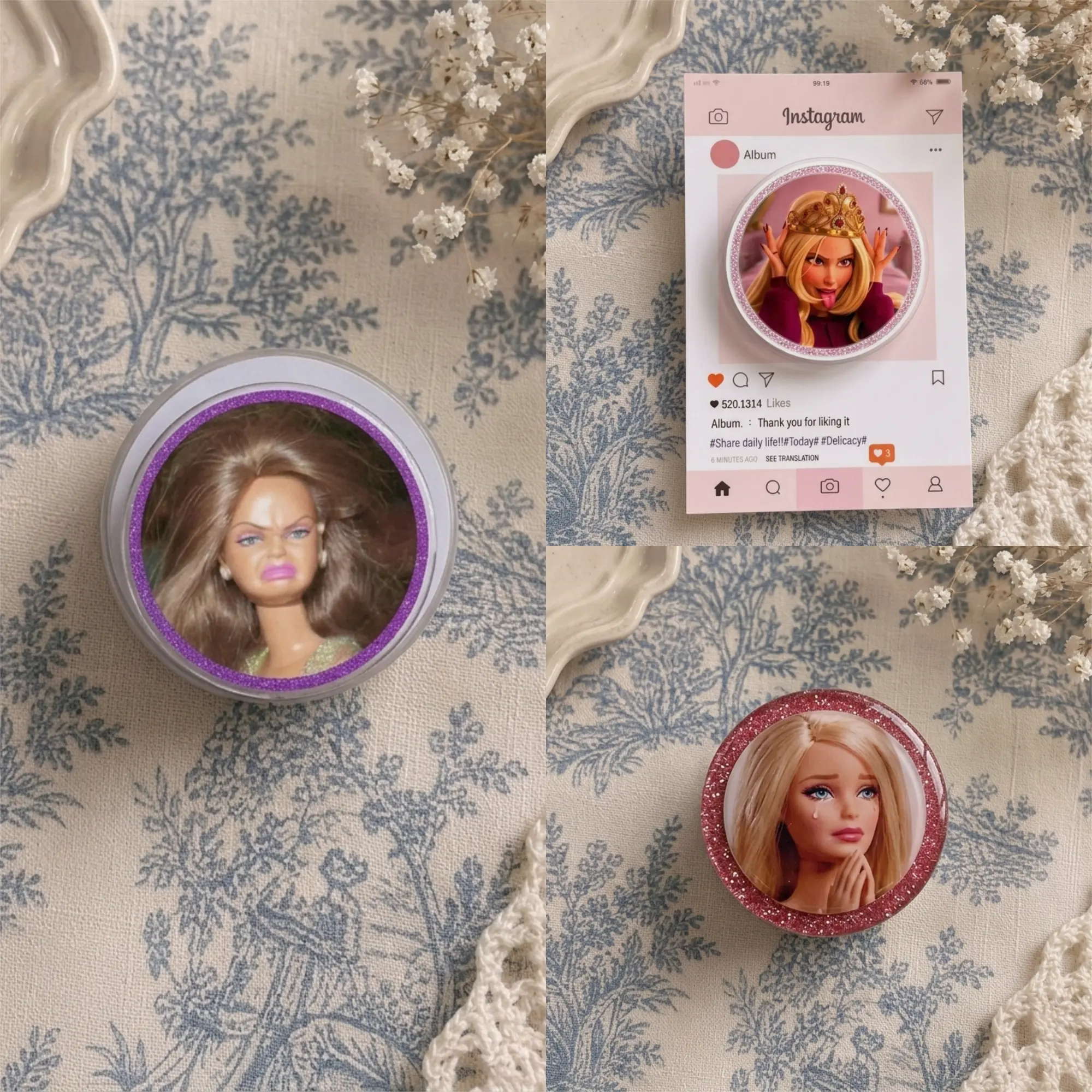 Funny Meme Doll Face Phone Grip, Aesthetic Sarcastic Griptok, Trendy Phone Case Accessory, Unique Gift for Meme Lovers