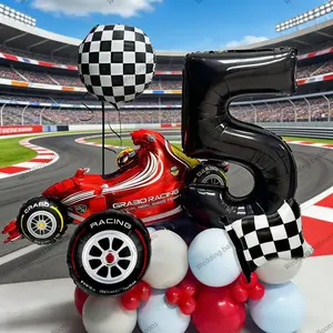 31pcs Racing Theme Aluminum Foil Balloons, Numbers 1-9 Available, Perfect for Boy and Girl Birthday Parties, Race Anniversary Decorations