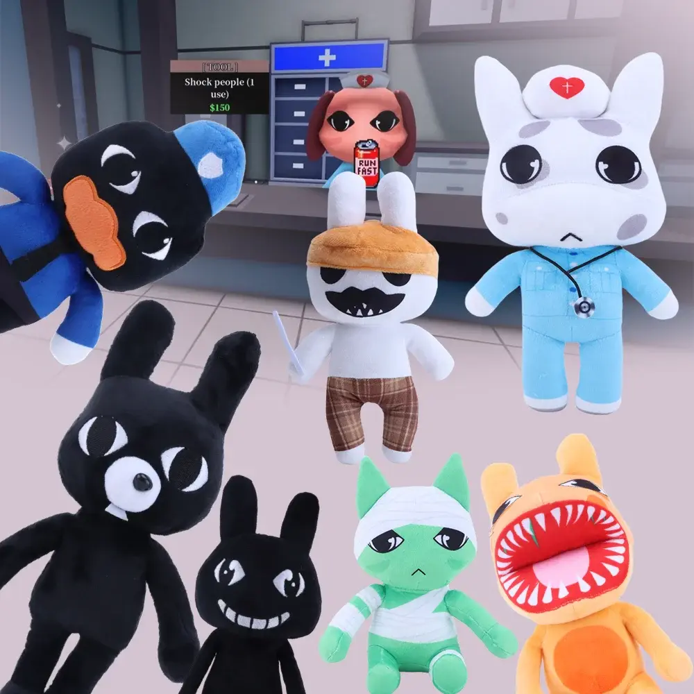 Kawaii Animal Hospital Plush Barney Head Nurse Stalker Ratthew Rabbit Toys Game Peripheral Toys For Kid Game Fans Birthday Gift
