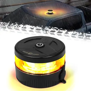 DIBMS Magnetic Wireless Beacon Light, USB-C Rechargeable LED Strobe Lights for Trucks, Mini Portable Flashing Emergency Safety Warning Light for Postal Car Tractor UTV Golf Cart IP67 Waterproof Amber