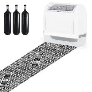 Wide Identity Theft Protective Roller Stamp, 1 Count Privacy Protection Roller Stamp with 3 Refillable Ink, Office Stationery & Supplies