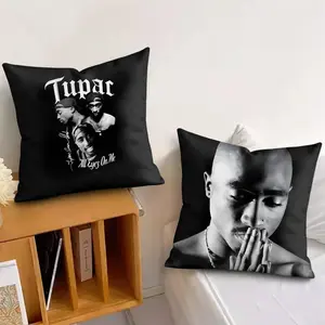 T-Tupac ShakurR rapper Cushion Cover Soft Short Plush Fabric Double-Sided Print Organic Breathable Sofa Pillow Case, Home Machine Washable in Perfect for Home Decor Warm Winter Home Child Gift