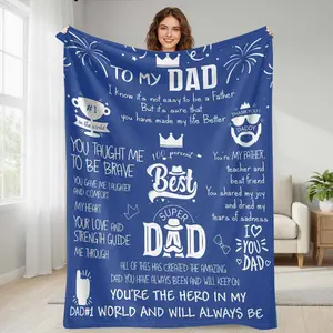 To My Dad Flannel Blanket Father Appreciation Typography Print Super Soft Warm Cozy Durable Gift for Dad Perfect for Sofa Bedroom Office Father’s Day Birthday Thanksgiving summerwins