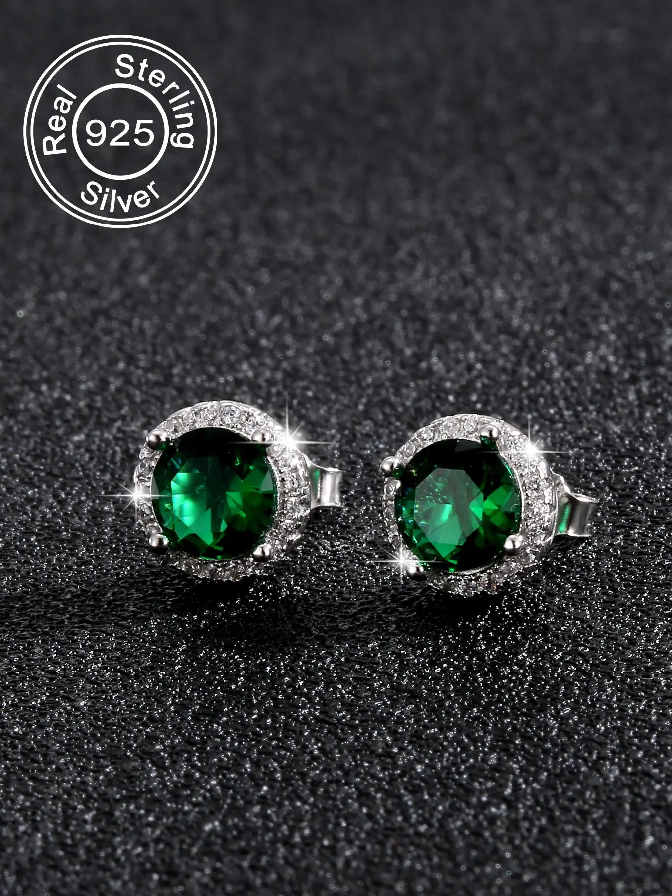 925 Sterling Silver Round Shaped Rhinestone Decorated Circle Stud Earrings, High Quality Earrings, Fashion Ear Jewelry for Party, Daily Clothing Decor for Girl, Trendy All-match & Exquisite Jewelry for Gift