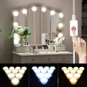 LED Lady Makeup Light 3Color Dressing Table Light Indoor Adjustable Brightness USB Power Stepless Dimmable Bathroom Mirror Cabinet Eye Protection Home Decoration Wall Lamp