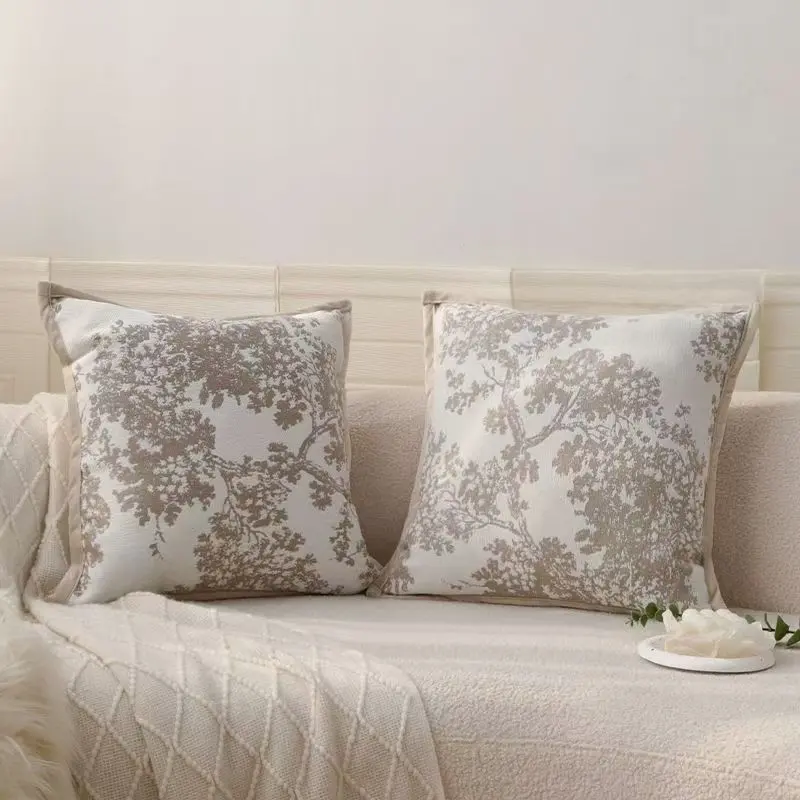 Vintage Neutral Tree Toile Throw Pillow Cover French Cottage Farmhouse Decor Cushion Cover