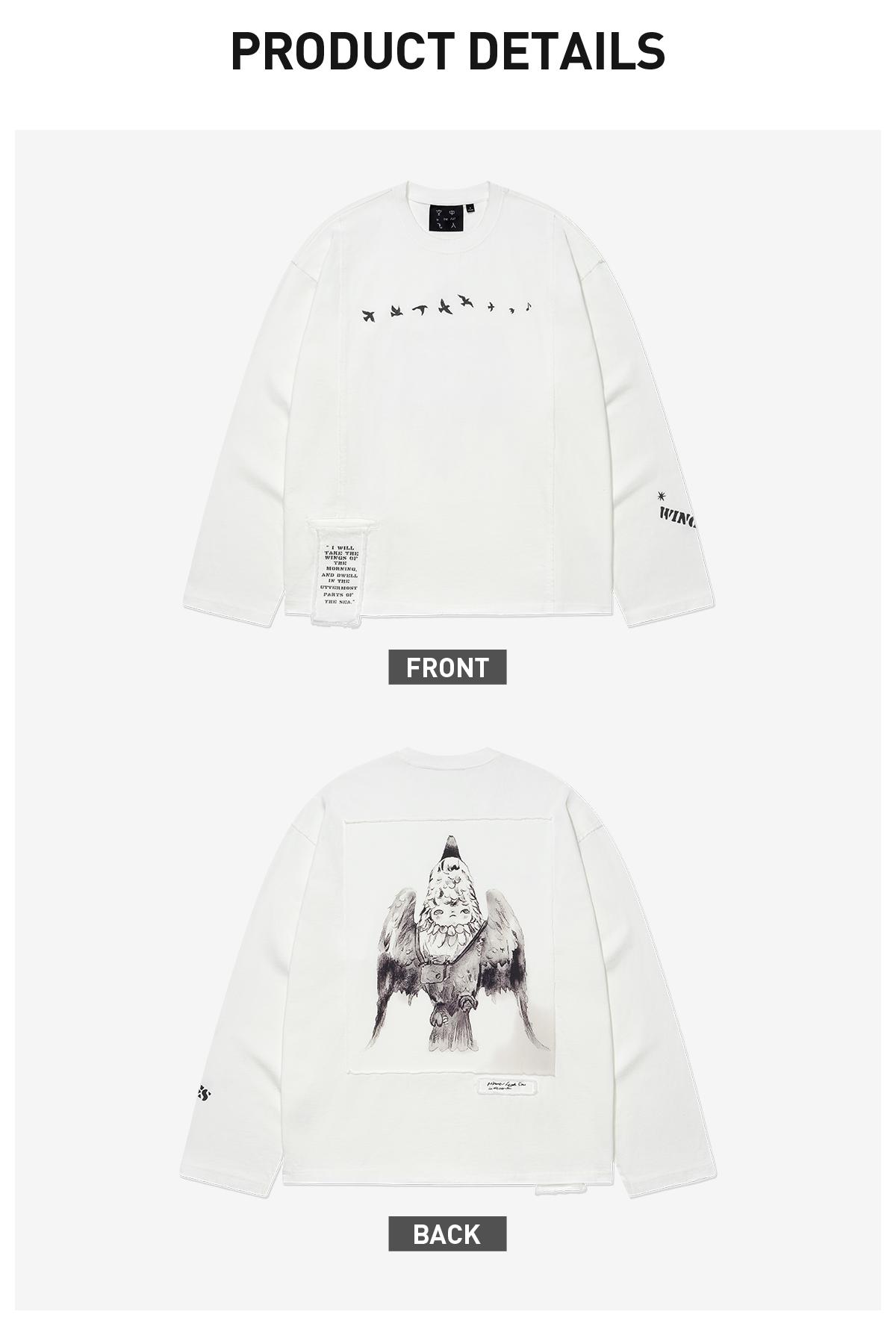 POP MART Hirono × Leah Dou In the Air Fermented Washed Long-Sleeve T-Shirt White