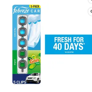 Car Air Freshener Vent Clips, Linen & Sky and Gain Original, 5 ct.
