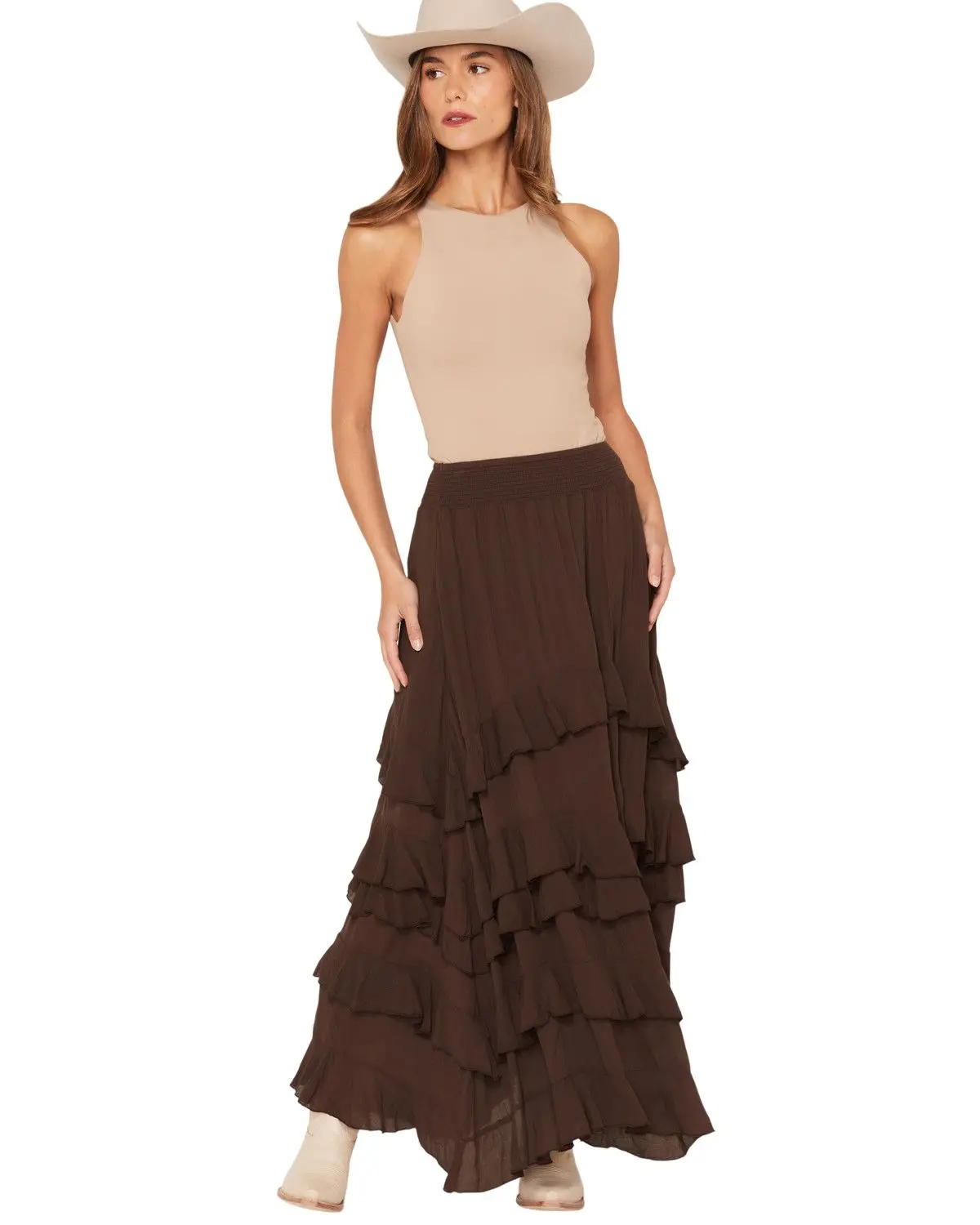 Ashley Women's Women'S Tiered Ruffle Maxi Skirt - Bb76284-Chbn