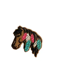 F/A10- (1)PC 1.4" Horse W/Pink/White/Teal Feathers Focal Bead for DIY Keychains, Wristlets, Cup Charms, Car Charms ETC
