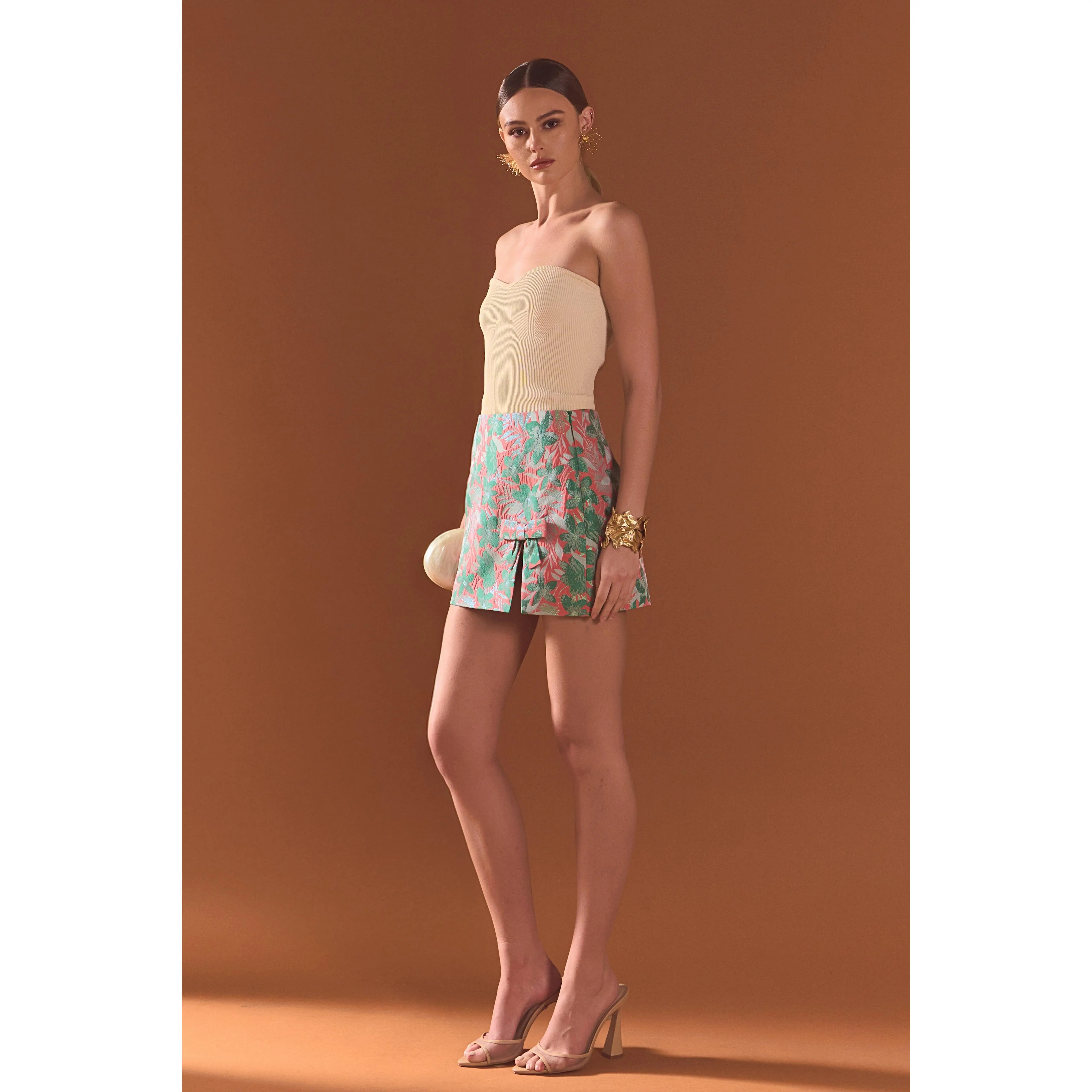 Floral Jacquard Mini Skirt