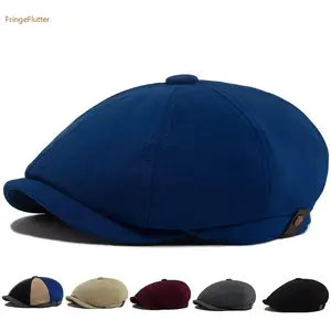 FringeFlutter 2026 New Arrival Unisex Solid Color Newsboy Hat Polyester Material 56-60cm Circumference Outdoor Sunscreen Leisure Cap for Spring Autumn Travel Beach Vacation TikTokShopBlackFriday