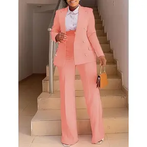 LuckyCharm2024ElegantAutumnOfficeLadyPinkSuitSet