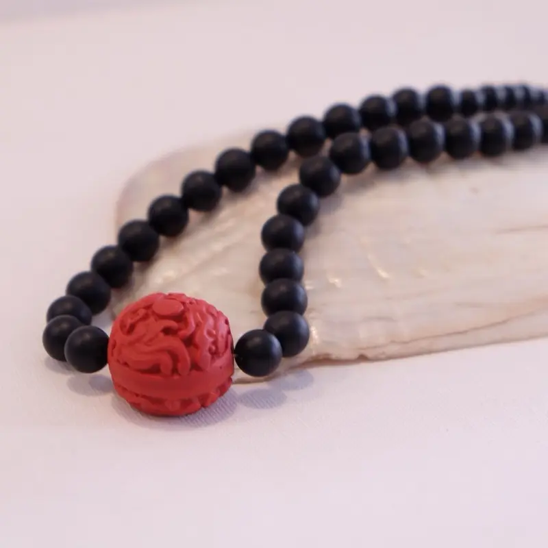 Unique Black Agate /Cinnabar Choker