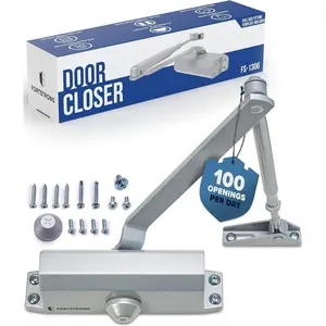 Automatic Silver Hydraulic Auto Door Closer Grade 3 Self Closing Spring Hinge UL Listed & ADA Soft No Slam for Home & Interior Garage Doors