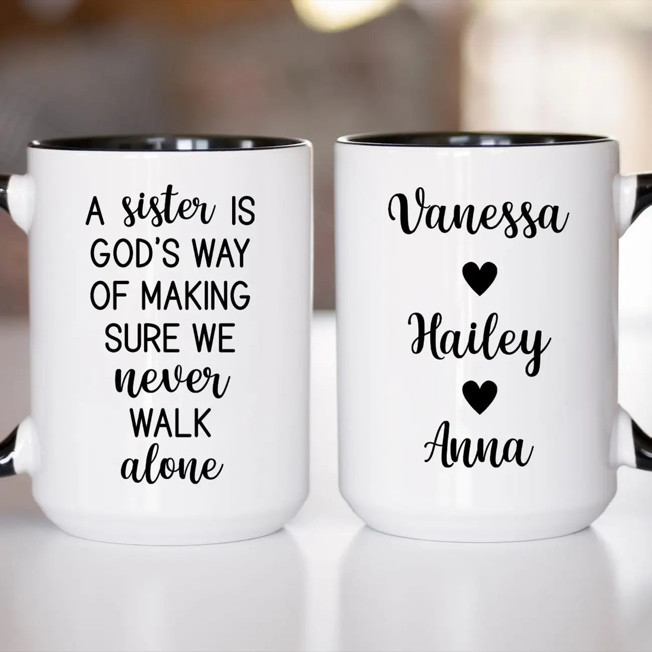 Sister Is Gods Way Coffee Mug, Personalized Sister Coffee Cup, Sister Custom Gift, Sister Gift, Sister Mug, Gift For Sister (OS-HR392H)