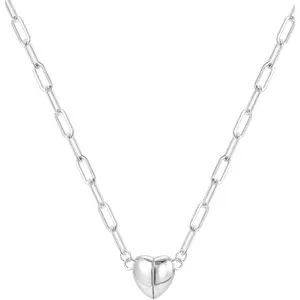 Dainty Heart Pendant Necklace, 14k Gold/Silver Plated Paperclip Choker for Women, Minimalist Love Chain, Daily Stackable Jewelry, Sweet Gift for Women
