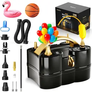 Balloon Pump Electric, Black Gold Electric Air Machine Balloon Pump Dual Nozzle Balloon Inflator for Inflatables and Latex 260q Foil Balloons
