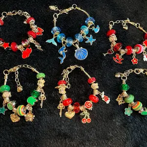 Bright Color Core Gold Charm Bracelet: Eye-Catching Statement Piece