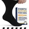 Pembrook Men's Calf High Diabetic Crew Socks (6 Pairs, Size 10-13, Black) - Bamboo Viscose, Stylish, Breathable Soft Fabric, Non-Binding Extra Stretch, Fade Resistant, Keeps Shape Daily Wear, Machine Wash, Neuropathy Support, Edema Foot Pain Relief