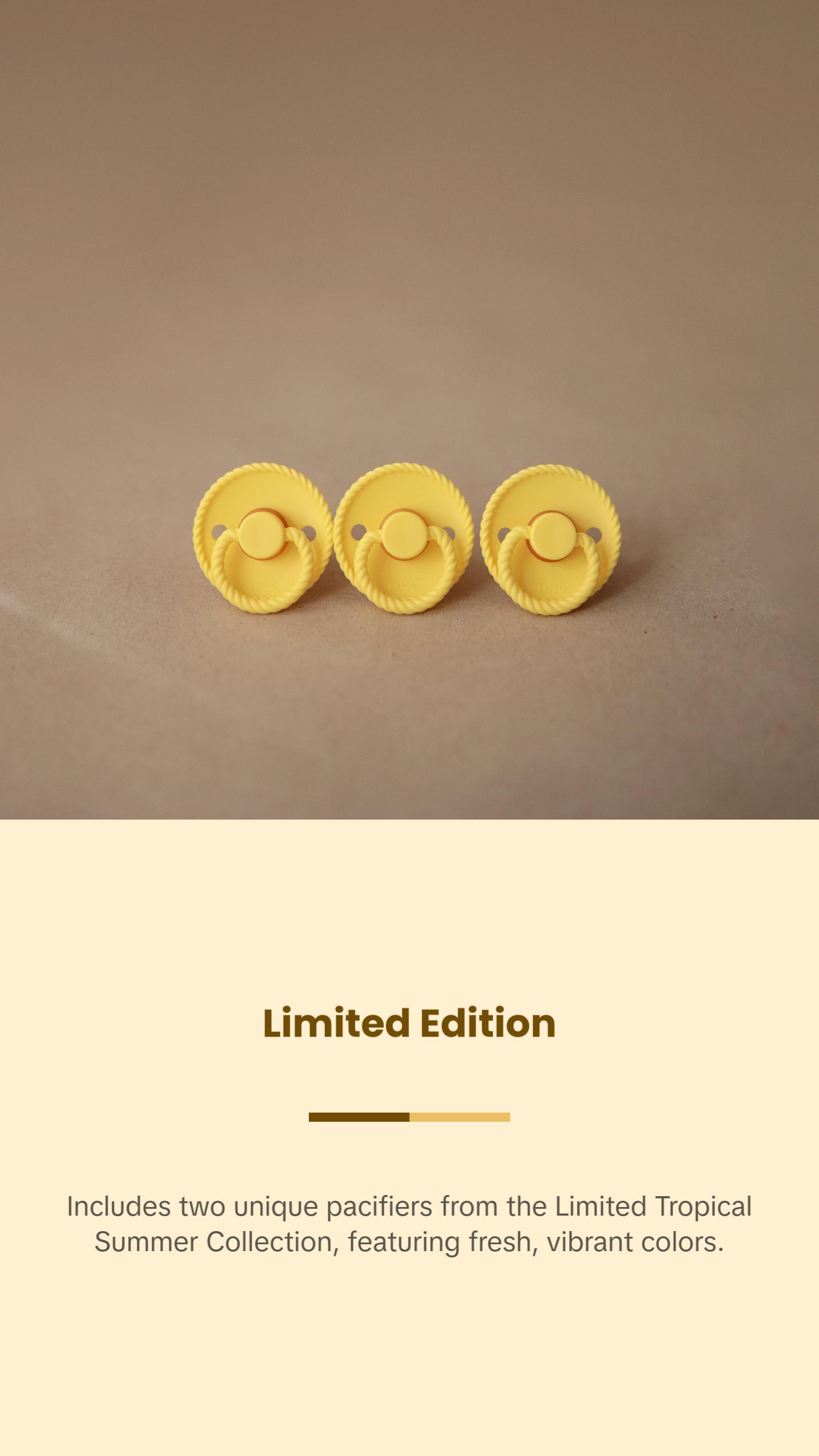 FRIGG Rope/Daisy Natural Rubber Pacifier (Sunflower/Fuchsia) 2-Pack (6-18 Months)