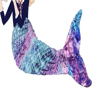 Mermaid Tail Blanket Wearable Gift, Warm Comfortable Car Blanket, TV Sofa Blanket, Four Seasons Use, 1pc Personalized Mermaid Tail Blanket