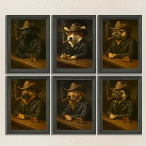 Customizing Cowboy Dogs Vintage Poster for Dogs Lovers, Unframed Print Artistic Wall Art Home Decor