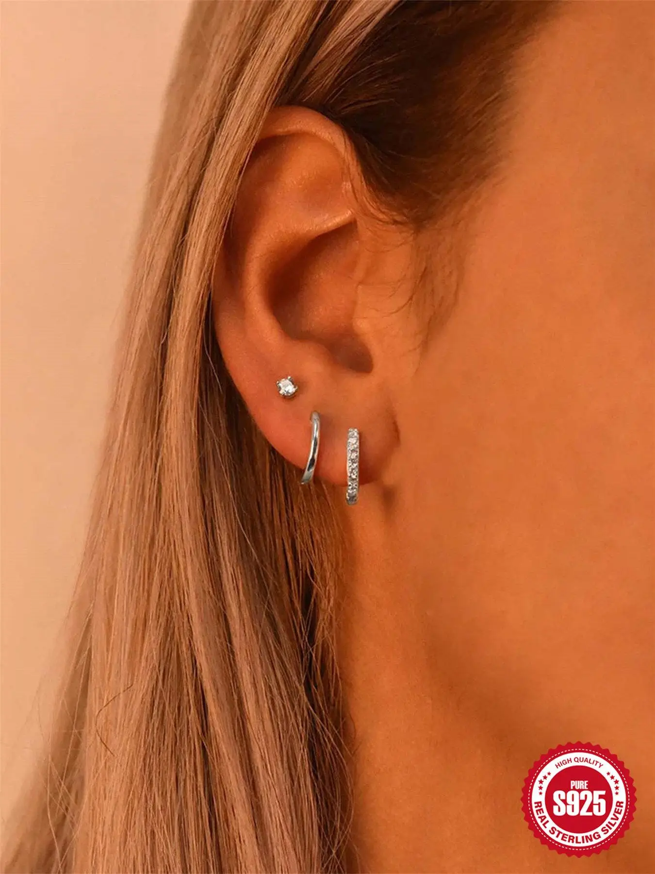 925 Sterling Silver Rhinestone Decor Earrings Set, Elegant Vintage Style Earrings for Women, Classic Fashion Accessories for Daily Wear