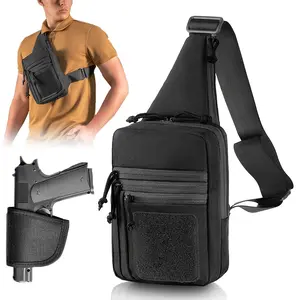 Tactical Concealed Carry Handgun Holster Bag with Sling Heavy-Duty Oxford Fabric Adjustable Crossbody Chest Pack for CCW Hunting Fishing 9MM 380 Glock 17 19 26 43x 1911 vnsh fn reflex holster for concealed carry