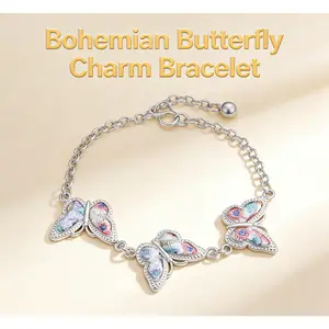 Handmade Luxury Hmong Miao Bracelet |     Artisanal Embroidered Silver Ethnic Butterfly Bracelet