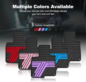 For Honda CR-V 2022 2021 2020 2019 2018 2017 (Gasoline & Hybrid), All Weather Custom Fit Heavy Duty Anti-Slip Car Mats for CRV, 1st & 2nd Row, Black & Purple