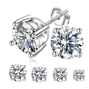 Lab Created Moissanite Stud Earring S925 Sterling Silver Moissanite Jewelry Perfect Mothers Day Gift for Men Women Wedding Set