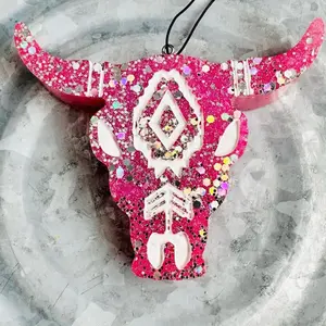 Pink Bull Skull Car Freshie