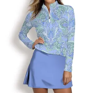 Acegolfs Women's Polo Shirt Long Sleeve Sun Protection Top Paisley Ladies Golf Attire Clothes Outfits Wear Apparel Breathable Comfortable #9702515