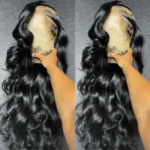 MYLOCKME 32 36 Inch Transparent Lace 180 Density Body Wave Wig Lace Frontal Wig Human Hair 13x4 13x6 Lace Front Wigs For Women Preplucked