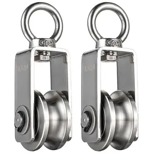 Cable Pulley Wheel Stainless Steel, Bearing Inside, Rope Pulley for Pulley System, Gym Equipment, Clothesline, 2 Pack