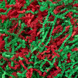 1 LB Crinkle Cut Paper Shred Filler Green & Red Crinkle Shredded Paper for  Box -  Basket Bag Filler - Grass Cushion Stuffing for Christmas Holiday Packaging Wrapping