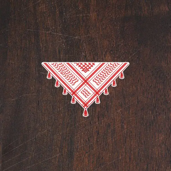 Keffiyeh Sticker Red White Pattern, Palestinian Scarf Decal, Middle Eastern Cultural Vinyl
