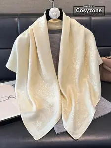 Elegant Silk Scarf for Women - Luxury Peach Pink Satin Neck Scarf - Soft Lightweight Shawl for Office, Travel, or Party - Feminine Korean-Style Accessory