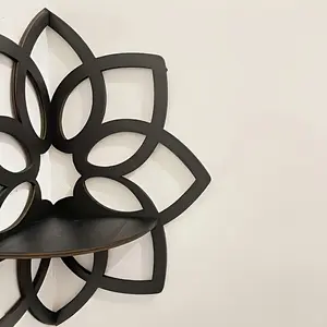 1 Stylish Wooden Corner Mandala Flower Shelves - Multifunctional Wall-Mounted Plant and Crystal Display Racks, Without Hooks, Suitable for Living Room, Bedroom, and Bathroom Decoration