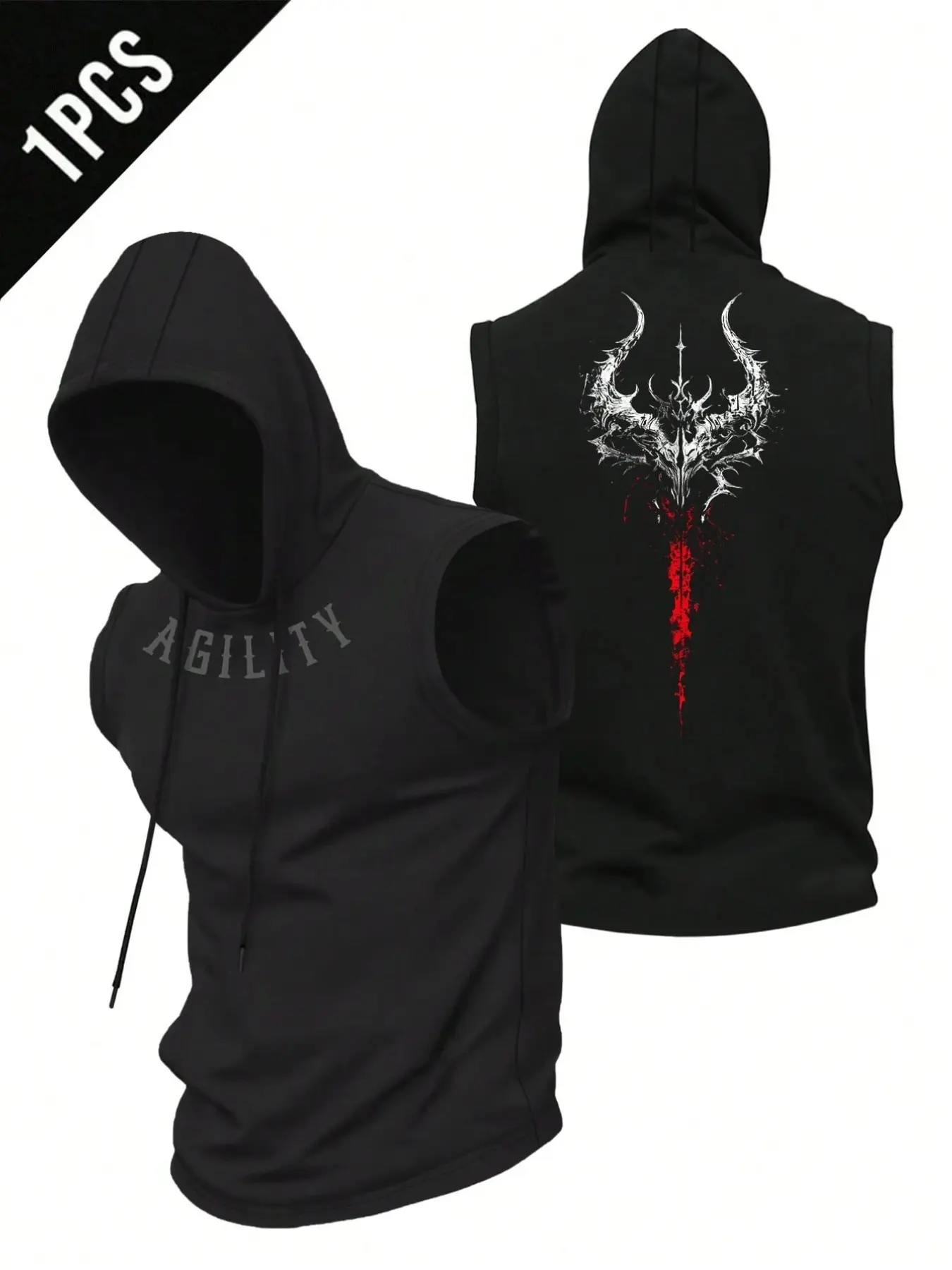 Men’s summer fashion sporty hooded vest with no sleeves, comfortable and breathable, Sleeveless Sports Top, suitable for summer running, jogging, and other exercises. Stylish sportswear for campus, hip-hop, and trendy styles. Athletic Clothes