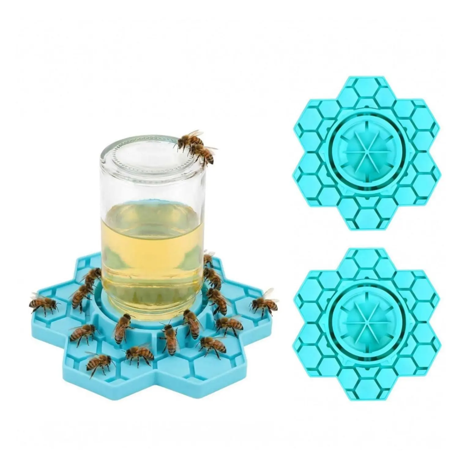 2Pcs Silicone Bee Watering Station for Garden,Bee Feeder and Waterer Compatible with Regular & Wide Mouth Canning Jars,Honey Bee Feeder for Mason Jar (Blue) Excluding Bottles - Home Improvement.