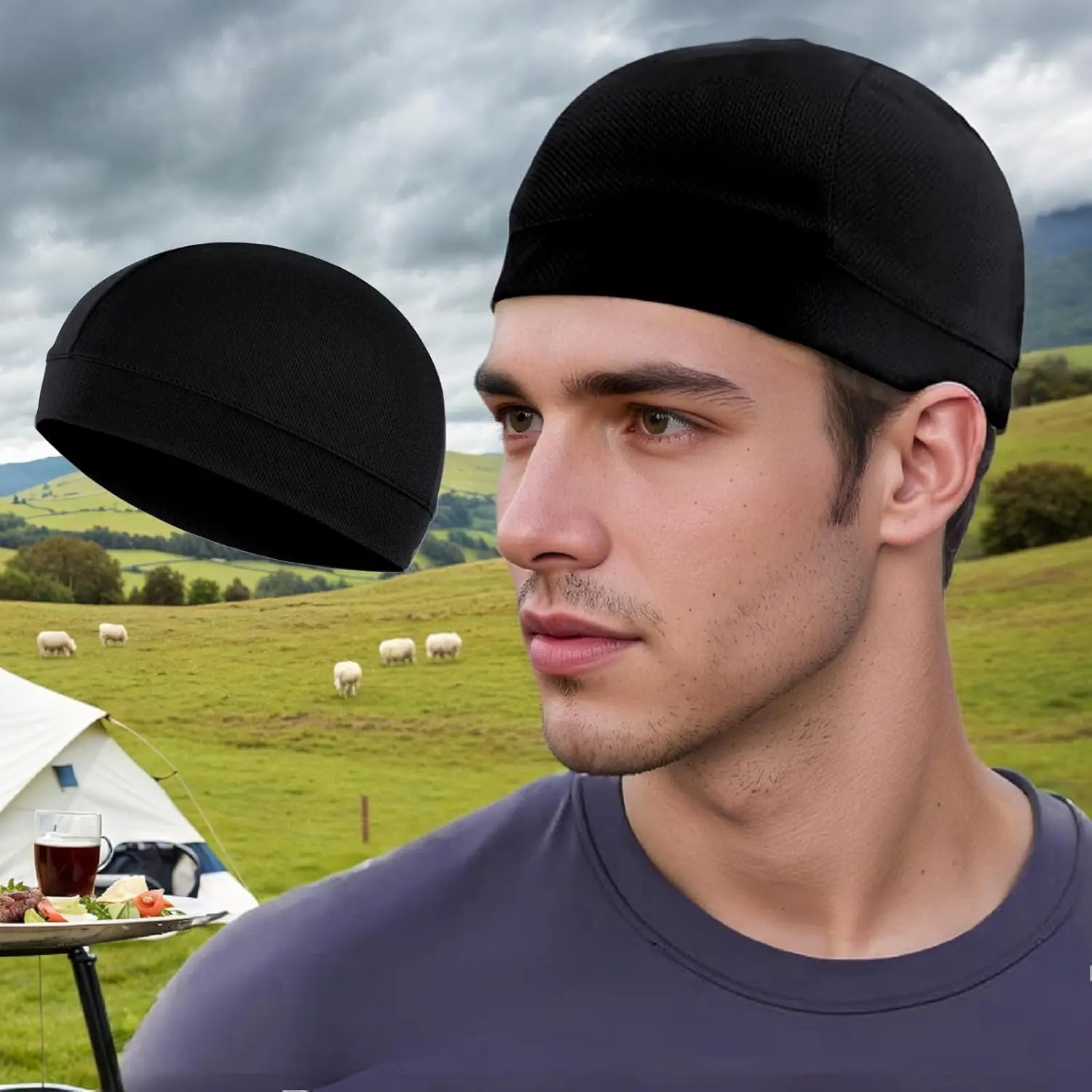 1pc Skull Cap Beanie Helmet Liner for Men & Women, Sweat-Wicking Cooling Cap for Running, Cycling & Outdoor Sports, Cooling Cap Sports & Outdoor Hats