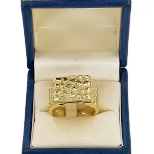 Gold Nugget Ring with Square Design non tarnish Gold Nugget Ring with Square Design non tarnish