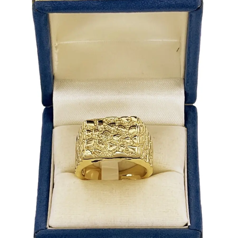 Gold Nugget Ring with Square Design non tarnish Gold Nugget Ring with Square Design non tarnish