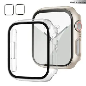 2-Pack PC Case with Tempered Glass for Apple Watch – Clear Protective Cover for 38-49mm